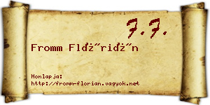 Fromm Flórián névjegykártya